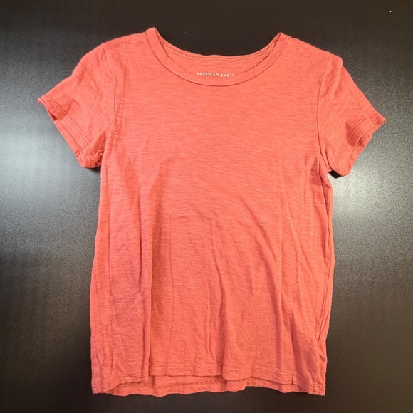 American Eagle Tops - American Eagle Womens XS Coral Pink Slub Knit Short Sleeve Crew Neck T-Shirt J10